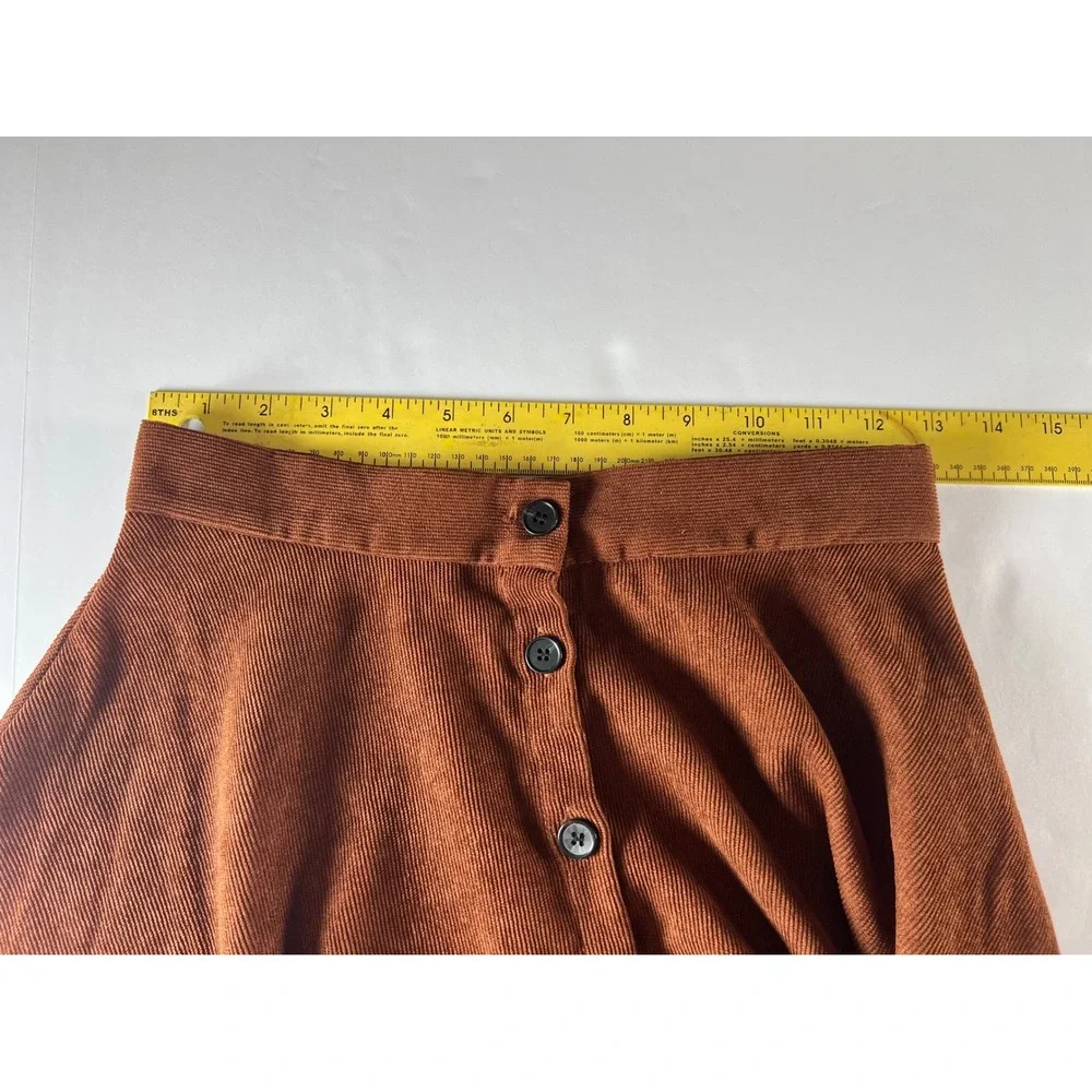 Shein Brown Corduroy Button Front Mini Skirt Womens XS Party Casual Rust Country